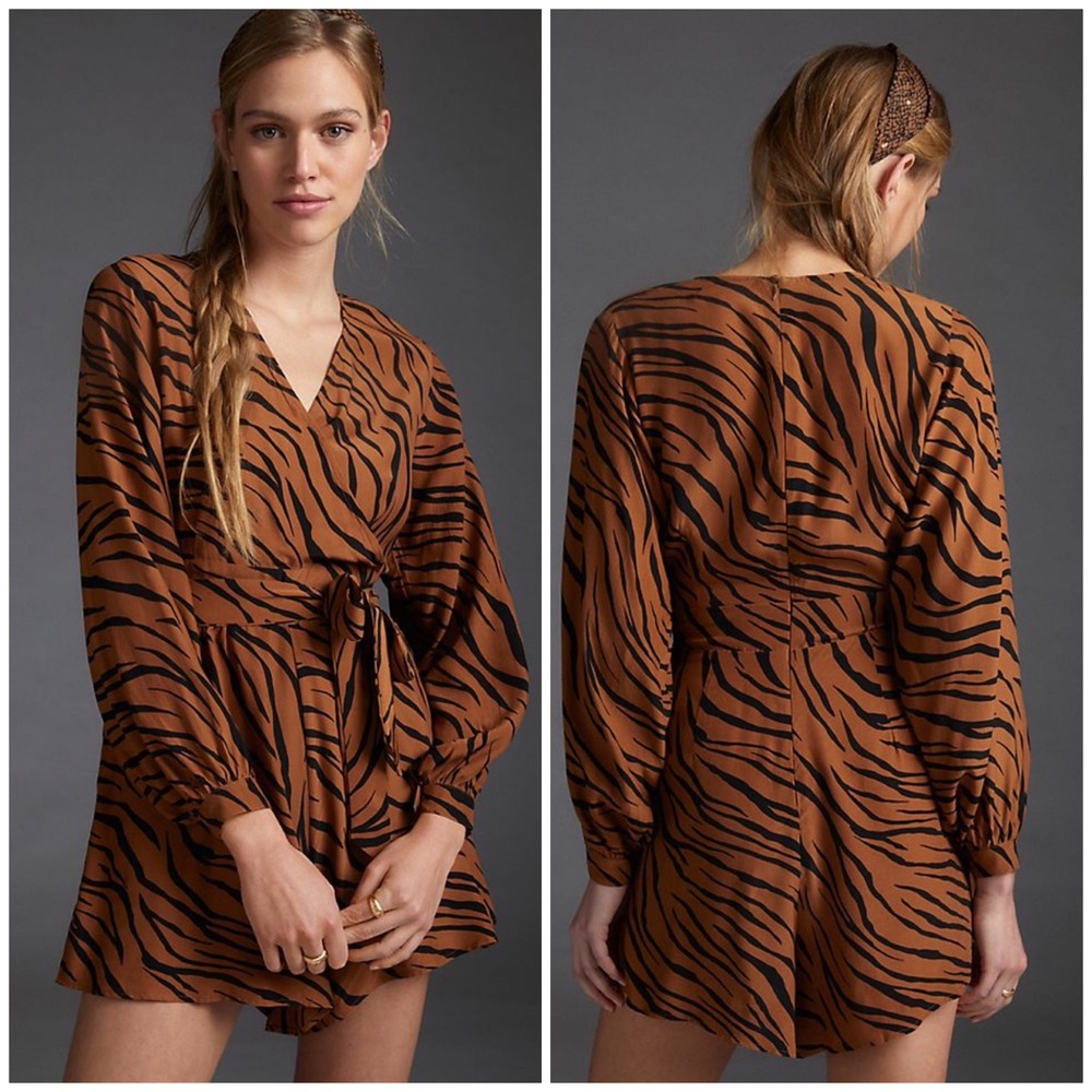 Anthropologie Faithfull Lottie Zebra-Striped Romper